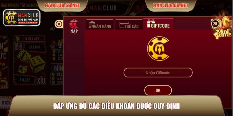 Đáp ứng đủ các điều khoản được quy định